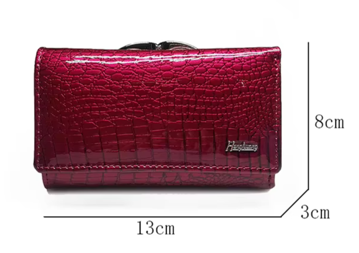 Genuine Leather Purse For Women - Long Alligator Pattern 