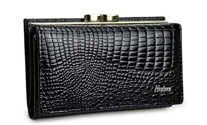 Genuine Leather Purse For Women - Long Alligator Pattern 