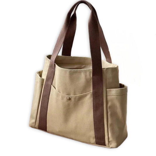 Large Canvas Tote Bag - Carrying Bag College Shoulder Style