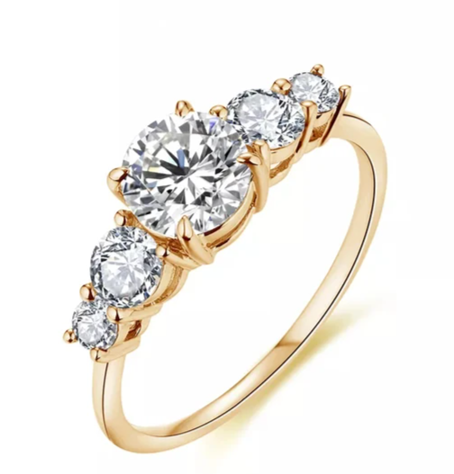 Engagement Ring VVS1 Moissanite14K Yellow Gold Plated 925 For Woman