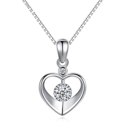 925 Sterling Silver Crystal Pendant Necklace - Love Heart - Women Jewellery