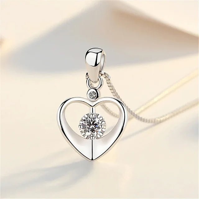 925 Sterling Silver Crystal Pendant Necklace - Love Heart - Women Jewellery - Regal Allure