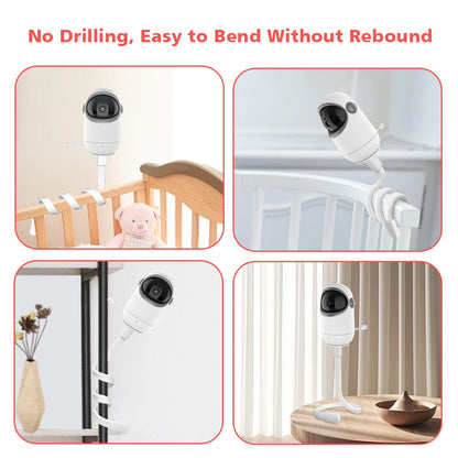 Baby Monitor Holder White Flexible Silicon Baby Camera Bracket No Drilling Crib Cradle Rod Hose Holder Flexible Twist Mounting