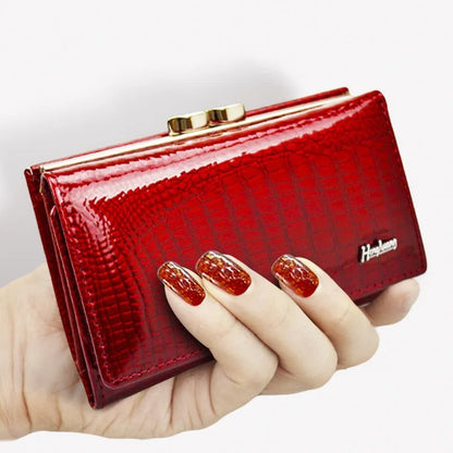 Genuine Leather Purse For Women - Long Alligator Pattern 