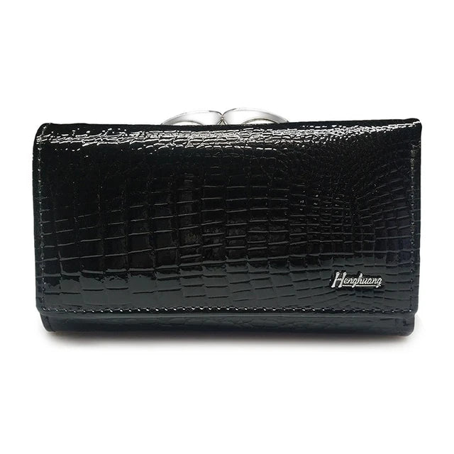 Genuine Leather Purse For Women - Long Alligator Pattern 