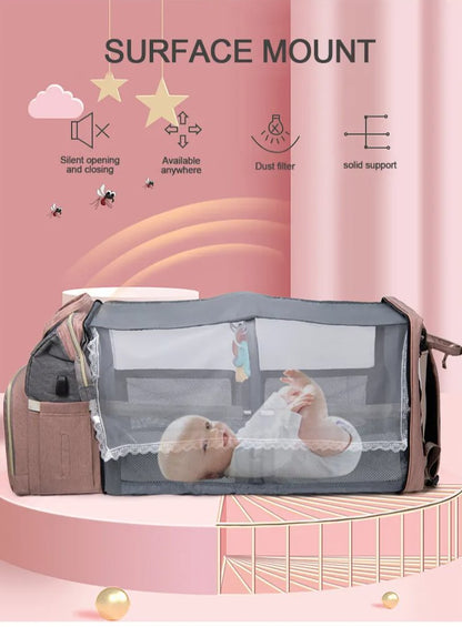 Baby Changing Nappy Bag With Crib - Diaper Nappy Stroller Bags for Baby - Maternity Bag Backpacks Crib Newborn - Regal Allure