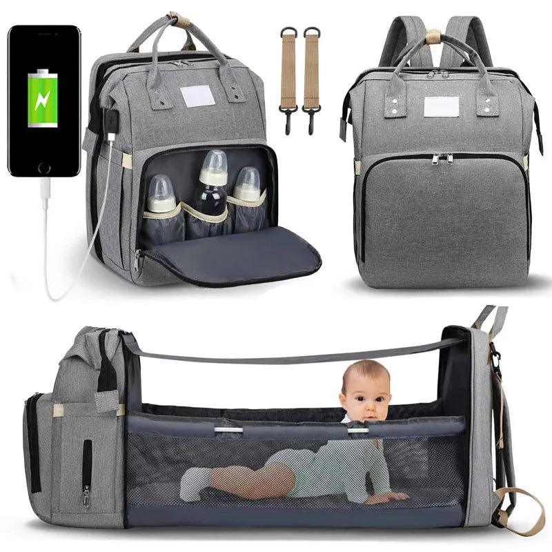 Baby Changing Nappy Bag With Crib - Diaper Nappy Stroller Bags for Baby - Maternity Bag Backpacks Crib Newborn - Regal Allure