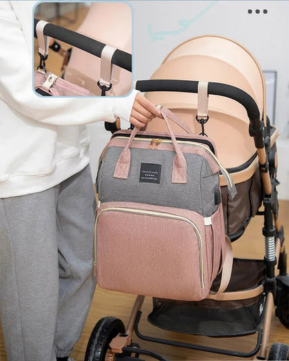 Baby Changing Nappy Bag With Crib - Diaper Nappy Stroller Bags for Baby - Maternity Bag Backpacks Crib Newborn - Regal Allure