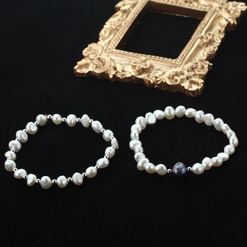 Baroque Real Freshwater Natural Pearl Bracelets With 925 Silver - Regal Allure