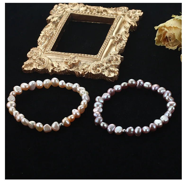 Baroque Real Freshwater Natural Pearl Bracelets With 925 Silver - Regal Allure