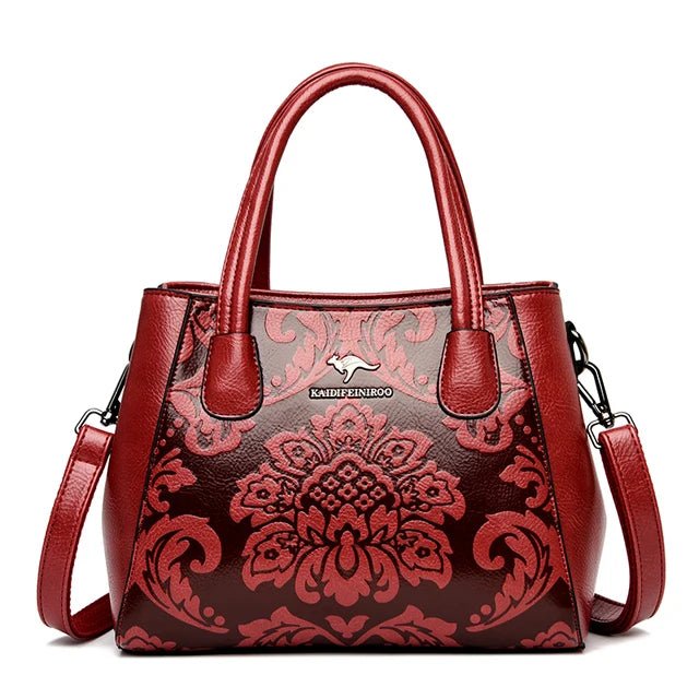 Genuine Leather Shoulder Bag For Woman - Flower Fashion - Regal Allure