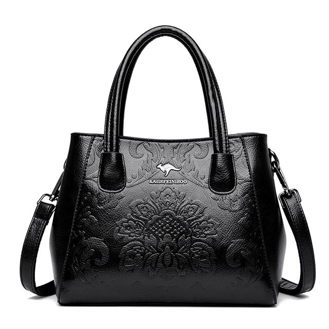 Genuine Leather Shoulder Bag For Woman - Flower Fashion - Regal Allure