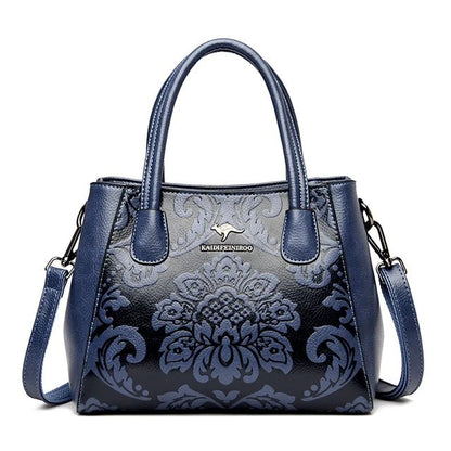 Genuine Leather Shoulder Bag For Woman - Flower Fashion - Regal Allure