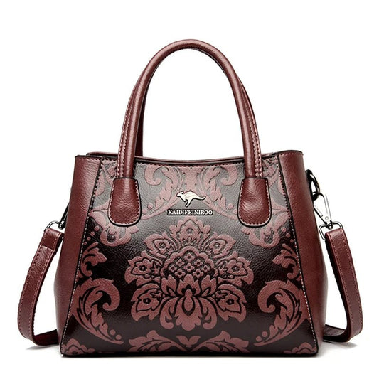 Genuine Leather Shoulder Bag For Woman - Flower Fashion - Regal Allure