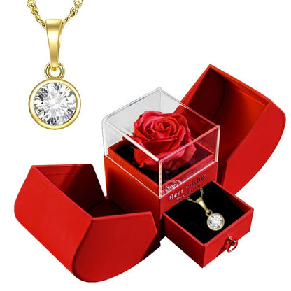 Gift Box Eternal Rose With Necklace for Mother's Day / Valentine/ Christmas / Birthday - Regal Allure