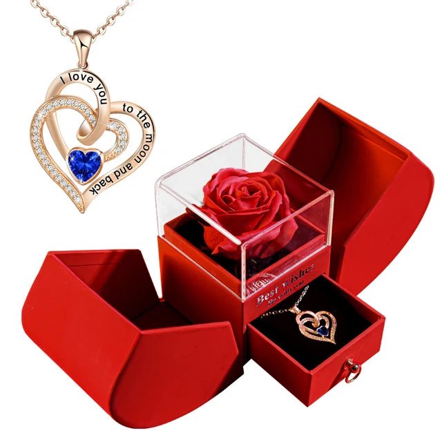 Gift Box Eternal Rose With Necklace for Mother's Day / Valentine/ Christmas / Birthday