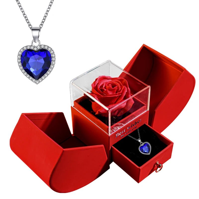 Gift Box Eternal Rose With Necklace for Mother's Day / Valentine/ Christmas / Birthday - Regal Allure