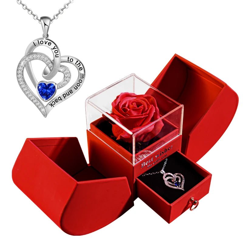 Gift Box Eternal Rose With Necklace for Mother's Day / Valentine/ Christmas / Birthday - Regal Allure