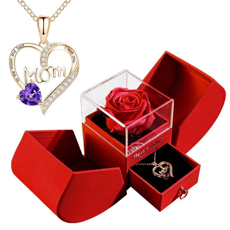 Gift Box Eternal Rose With Necklace for Mother's Day / Valentine/ Christmas / Birthday - Regal Allure