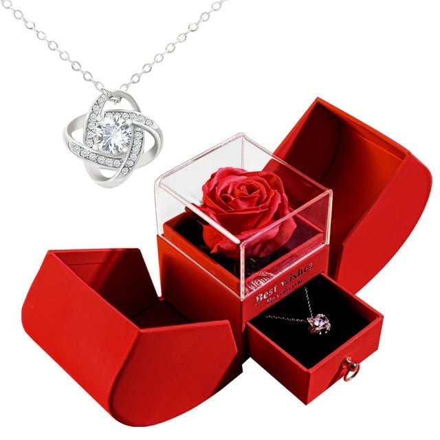 Gift Box Eternal Rose With Necklace for Mother's Day / Valentine/ Christmas / Birthday