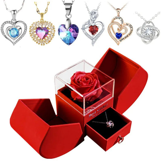 Gift Box Eternal Rose With Necklace for Mother's Day / Valentine/ Christmas / Birthday - Regal Allure