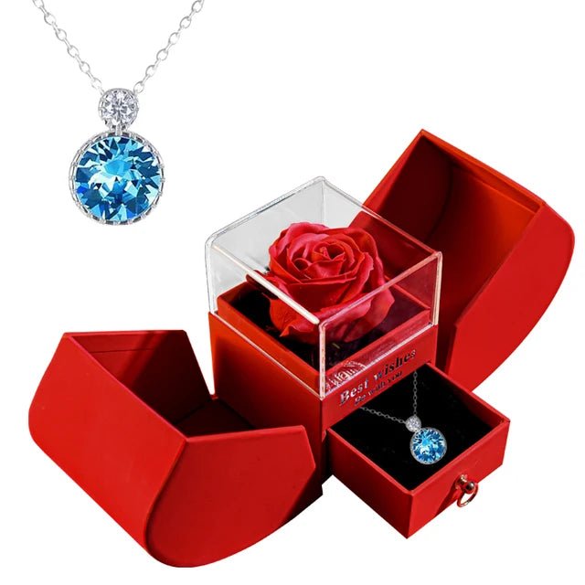 Gift Box Eternal Rose With Necklace for Mother's Day / Valentine/ Christmas / Birthday