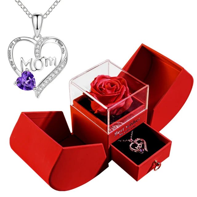 Gift Box Eternal Rose With Necklace for Mother's Day / Valentine/ Christmas / Birthday