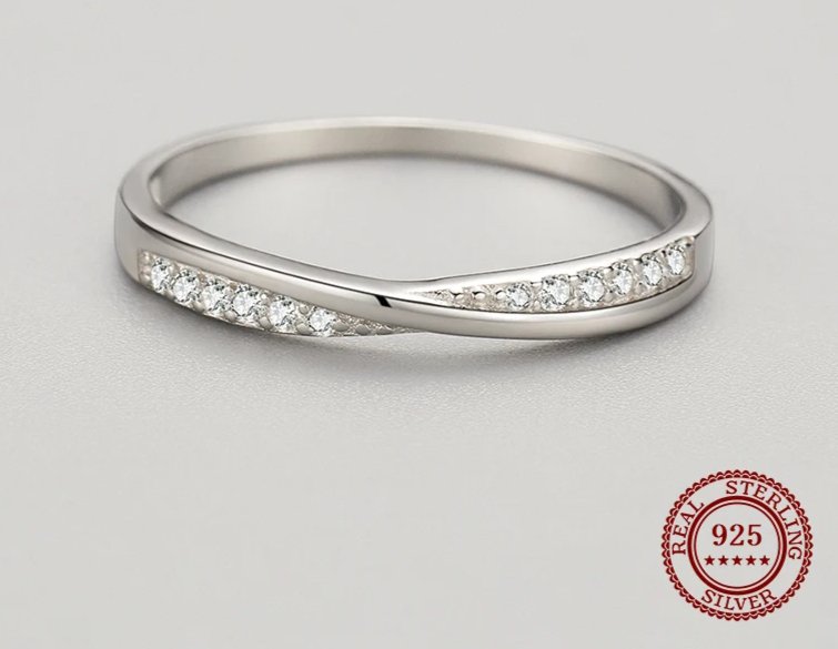 Half Eternity Wave Ring - 925 Sterling With Zircon - Regal Allure