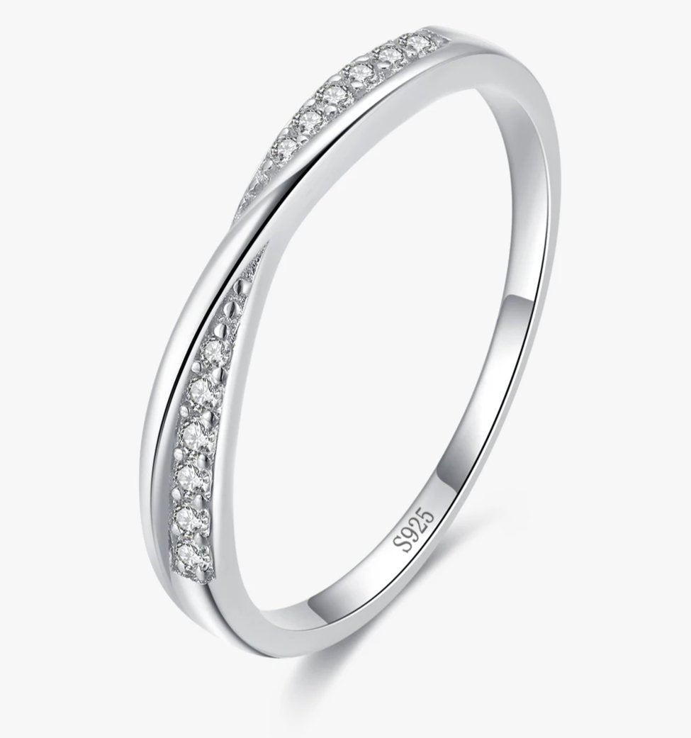 Half Eternity Wave Ring - 925 Sterling With Zircon - Regal Allure