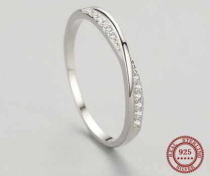 Half Eternity Wave Ring - 925 Sterling With Zircon - Regal Allure