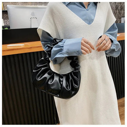 Handbag Stylish Pleated for Women - PU Leather