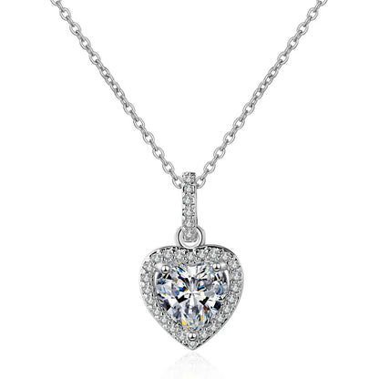 Heart Shape Necklace Crystal Pendant With 925 Sterling Silver Chain - Regal Allure