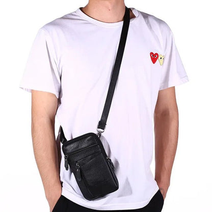 Men's Genuine Leather Phone Pouch - Shoulder Belt Bag Male - Regal Allure