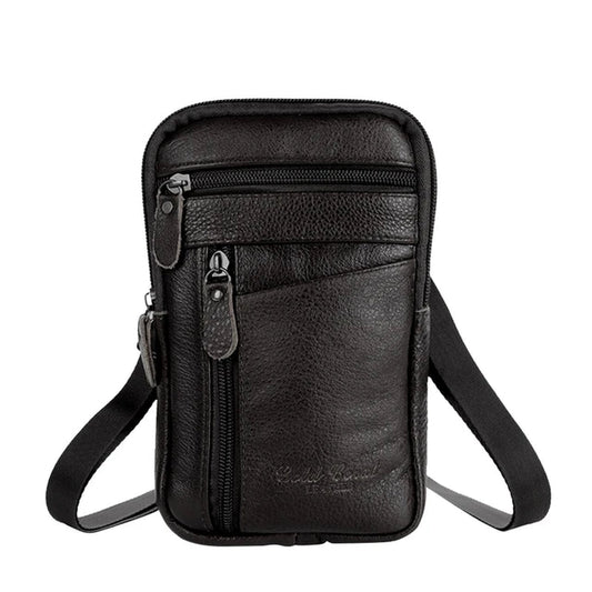 Men's Genuine Leather Phone Pouch  - Shoulder Belt Bag Male 