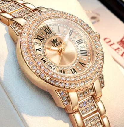 OLEVS Original Diamond Women Watch - Elegant Stainless Steel - Regal Allure