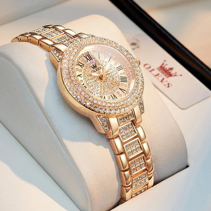 OLEVS Original Diamond Women Watch - Elegant Stainless Steel - Regal Allure