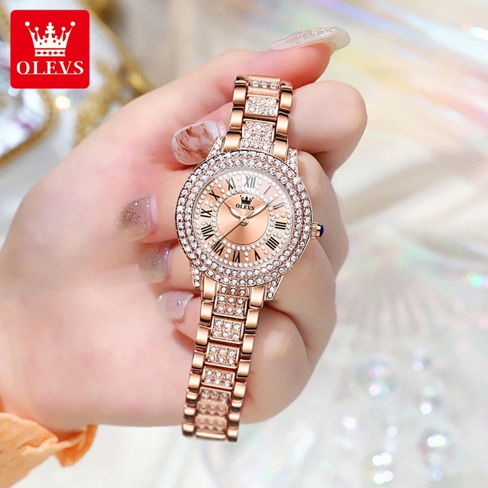 OLEVS Original Diamond Women Watch - Elegant Stainless Steel - Regal Allure