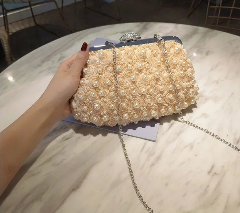 Pearl Evening Clutch Handbag - Formal Parties or Bridesmaid - Regal Allure