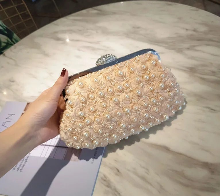 Pearl Evening Clutch Handbag - Formal Parties or Bridesmaid - Regal Allure