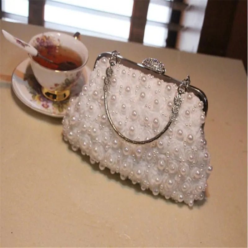 Pearl Evening Clutch Handbag - Formal Parties or Bridesmaid - Regal Allure