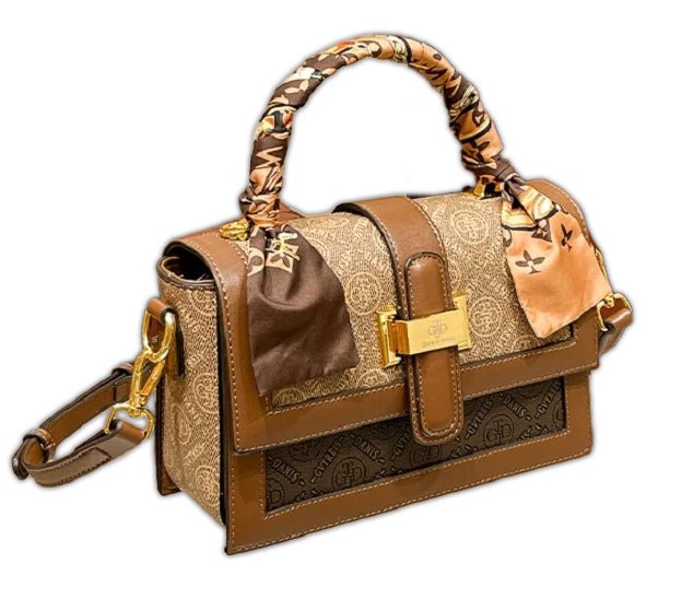 Retro Woman Handbag Top-Handle Satchels with Scarf