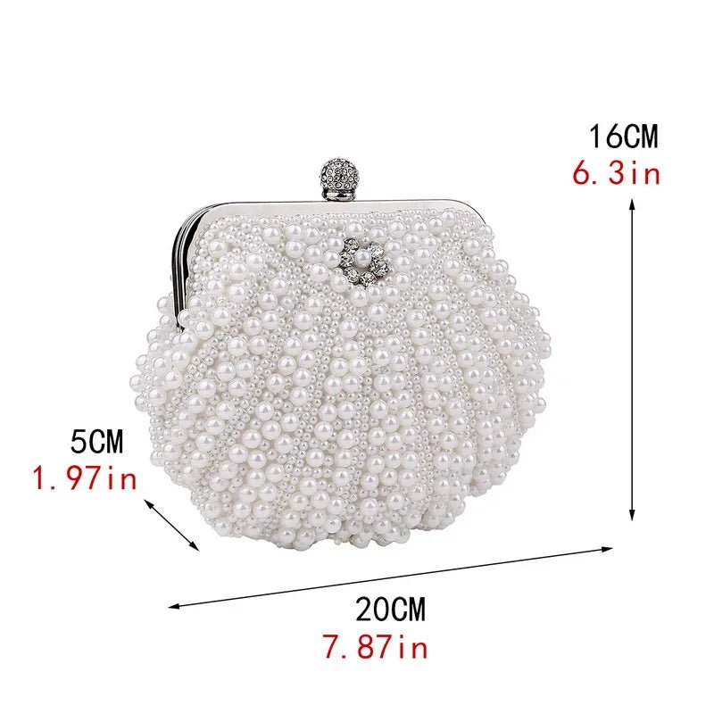 Shell Pearl Clutch Handbag - Social Party / Wedding/ Bridesmaid - Regal Allure