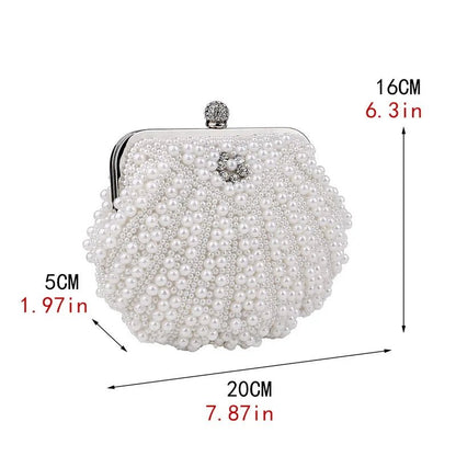 Shell Pearl Clutch Handbag - Social Party / Wedding/ Bridesmaid - Regal Allure