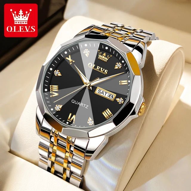 Stainless Steel Men Watches Waterproof 30m - Luxury Quartz Clock Luminous - Regal Allure