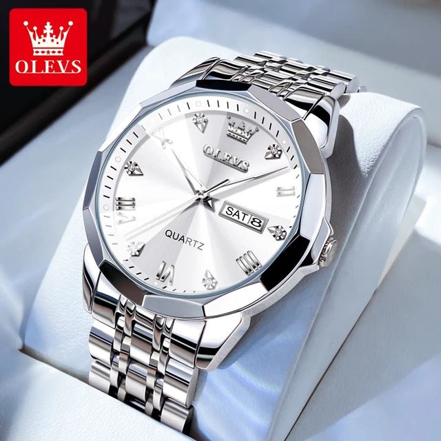 Stainless Steel Men Watches Waterproof 30m - Luxury Quartz Clock Luminous - Regal Allure