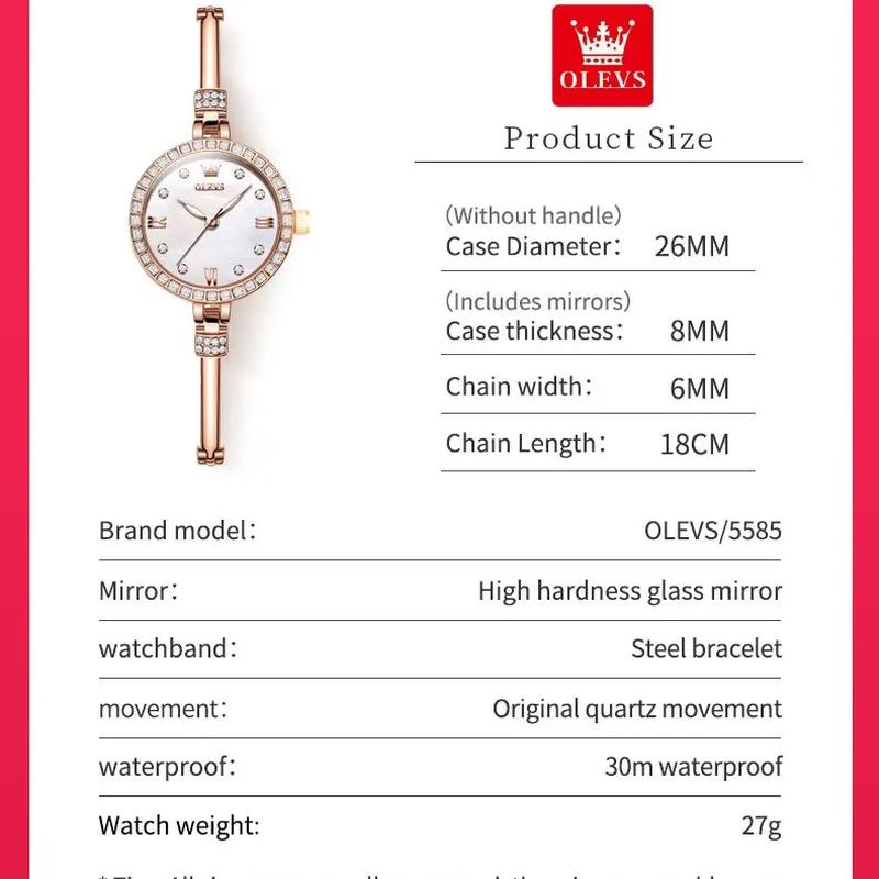 Ultra Thin 8mm Dial Watch for Women - Waterproof - OLEVS